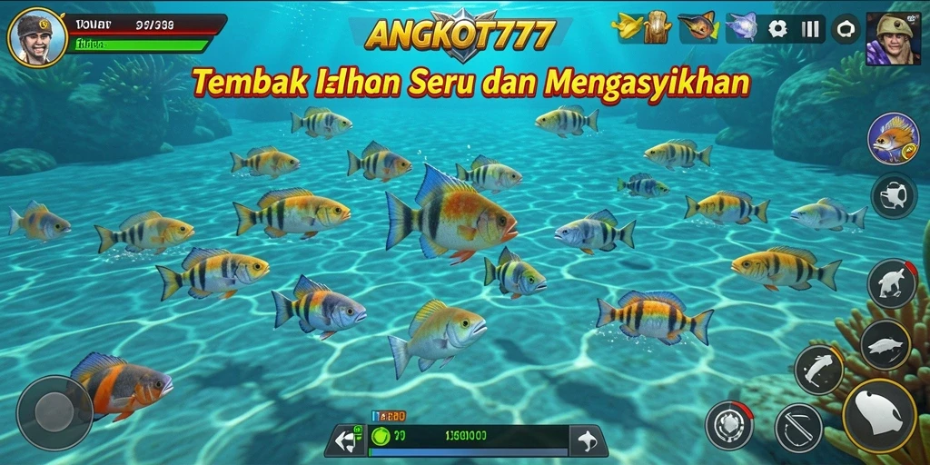Tampilan aksi seru dalam GAME ANGKOT777 Tembak Ikan.