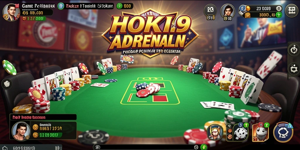 Tampilan gameplay seru dari aplikasi Poker HOKI9 yang menegangkan.
